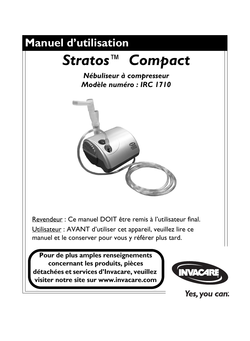 1130203g_fc.pdf, Stratos™ compact, Nébuliseur à compresseur | Modèle numéro : irc 1710, Manuel d’utilisation | Invacare Stratos Compact IRC 1710 User Manual | Page 61 / 92
