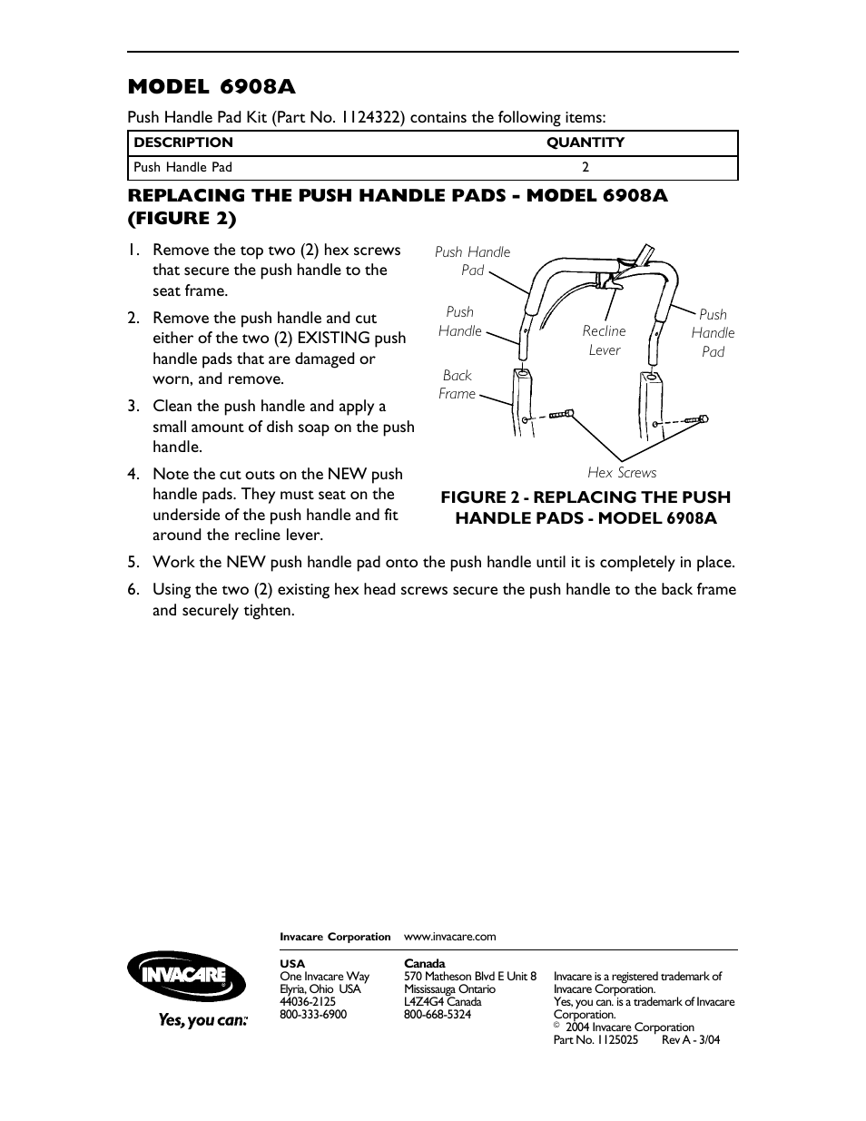 Model 6908a | Invacare 6908A User Manual | Page 2 / 2