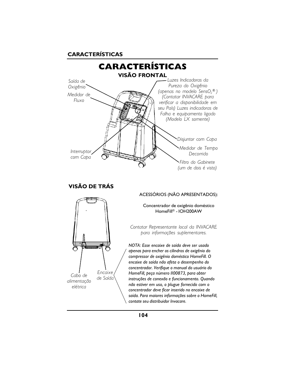 Características | Invacare PLATINUM 5 User Manual | Page 104 / 148