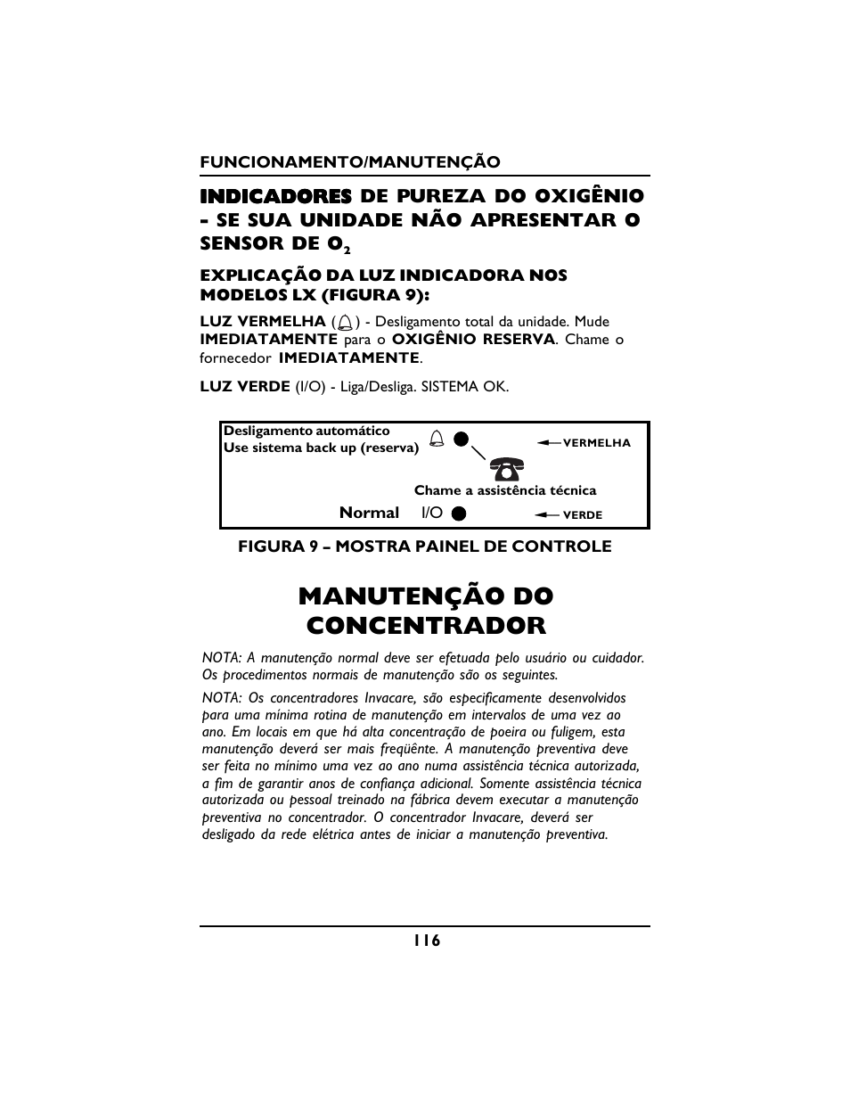 Manutenção do concentrador | Invacare PLATINUM 5 User Manual | Page 116 / 148