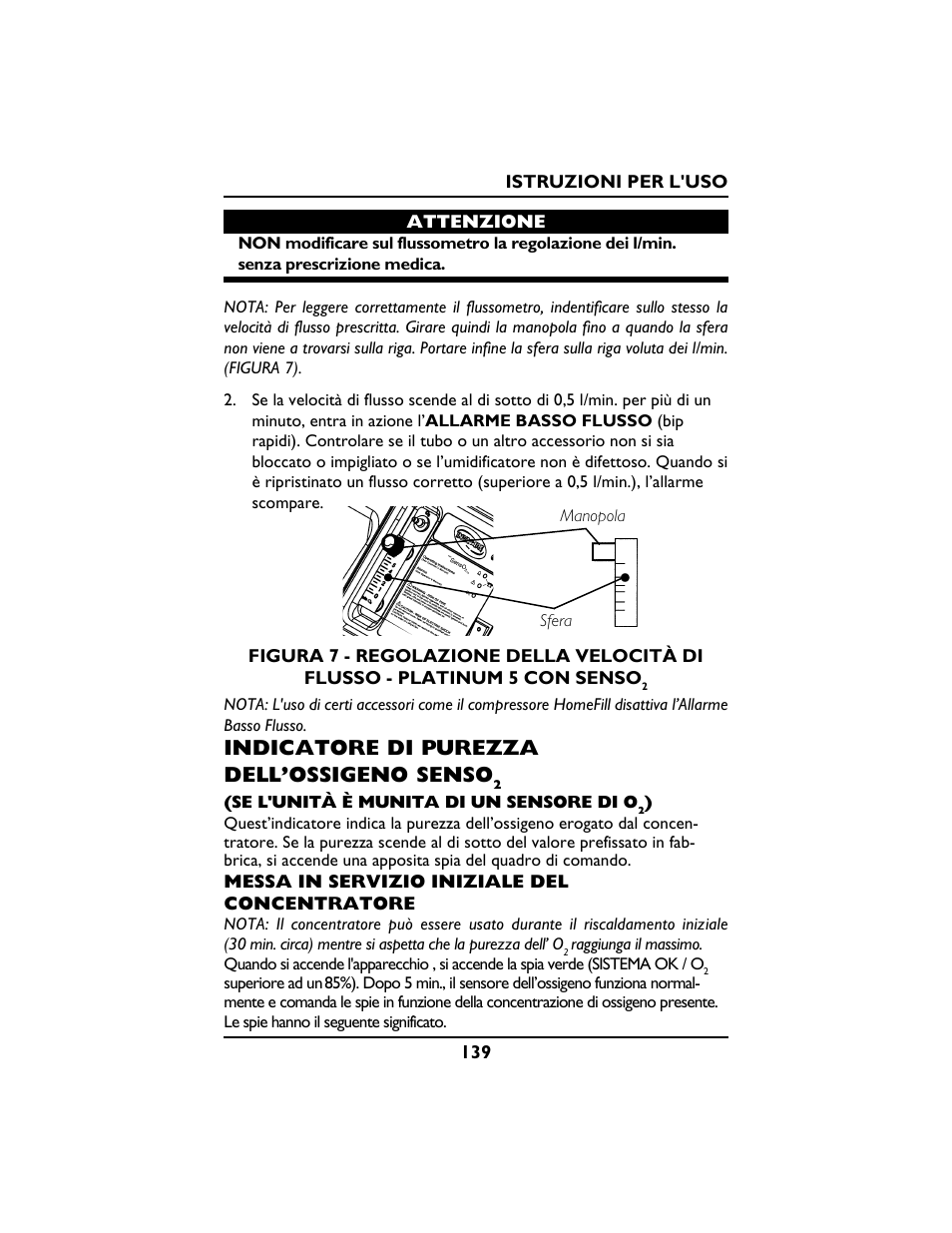 Indicatore di purezza dell’ossigeno senso | Invacare PLATINUM 5 User Manual | Page 139 / 148