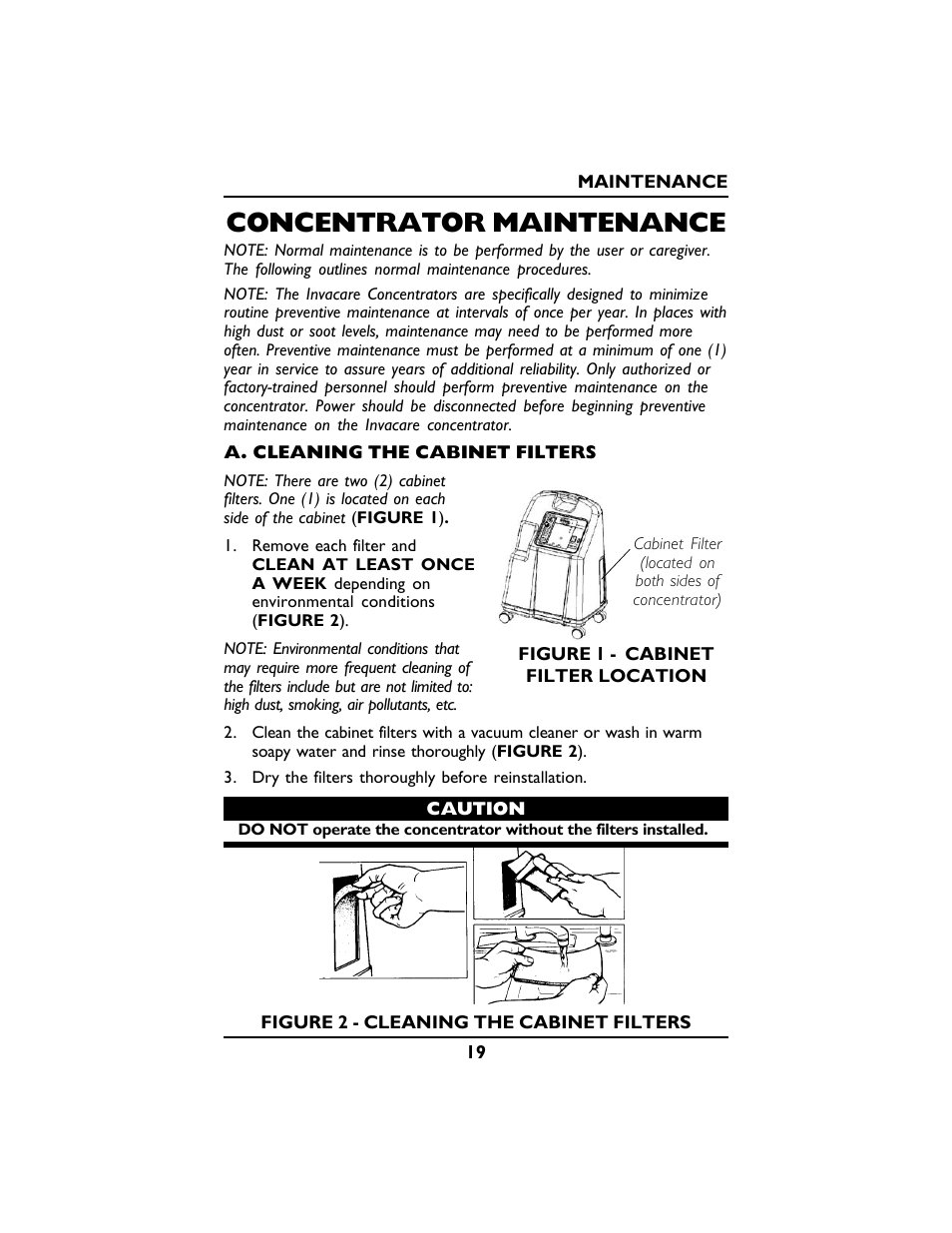 Concentrator maintenance | Invacare PLATINUM 5 User Manual | Page 19 / 148
