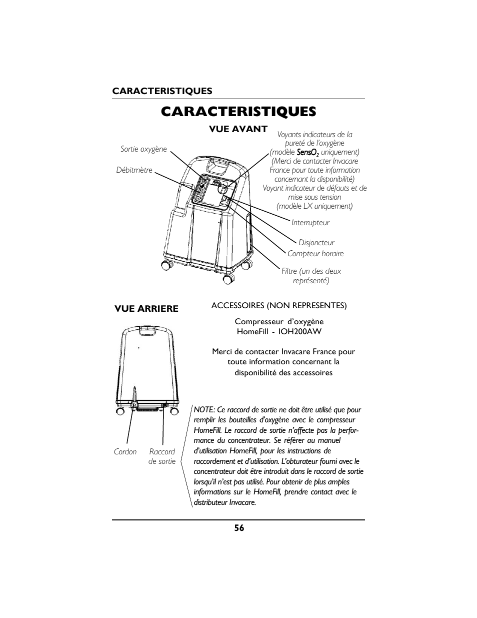 Caracteristiques | Invacare PLATINUM 5 User Manual | Page 56 / 148