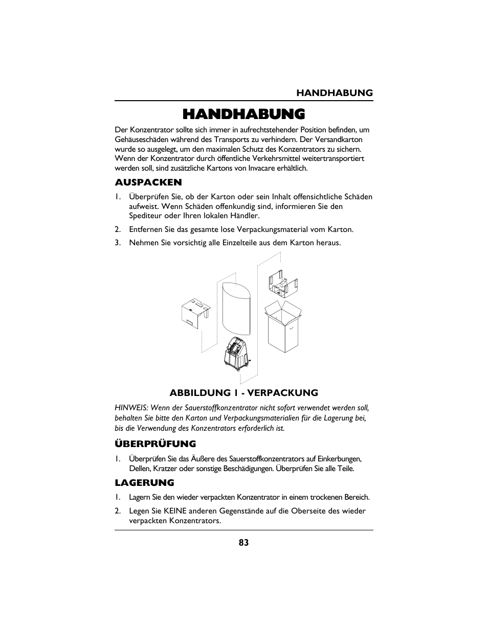 Handhabung | Invacare PLATINUM 5 User Manual | Page 83 / 148