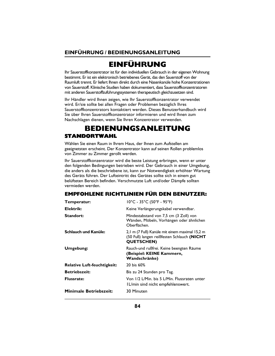 Einführung, Bedienungsanleitung | Invacare PLATINUM 5 User Manual | Page 84 / 148