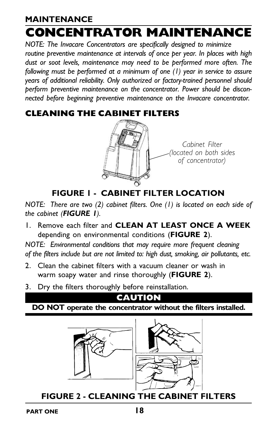 Concentrator maintenance | Invacare IRC5LXO2 User Manual | Page 18 / 92