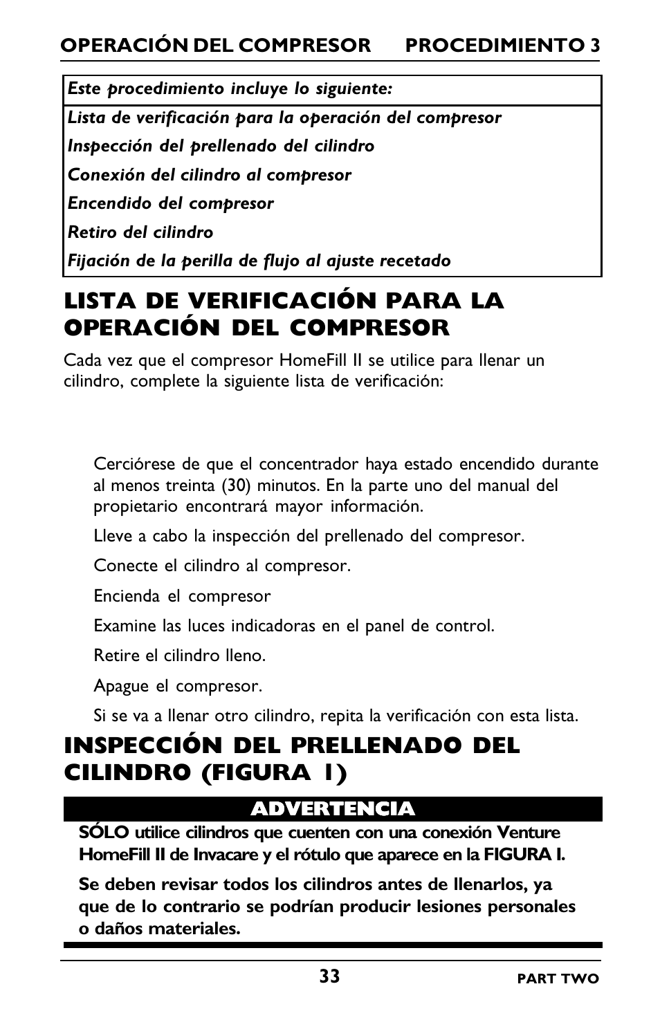 Inspección del prellenado del cilindro (figura 1) | Invacare IRC5LXO2 User Manual | Page 81 / 92
