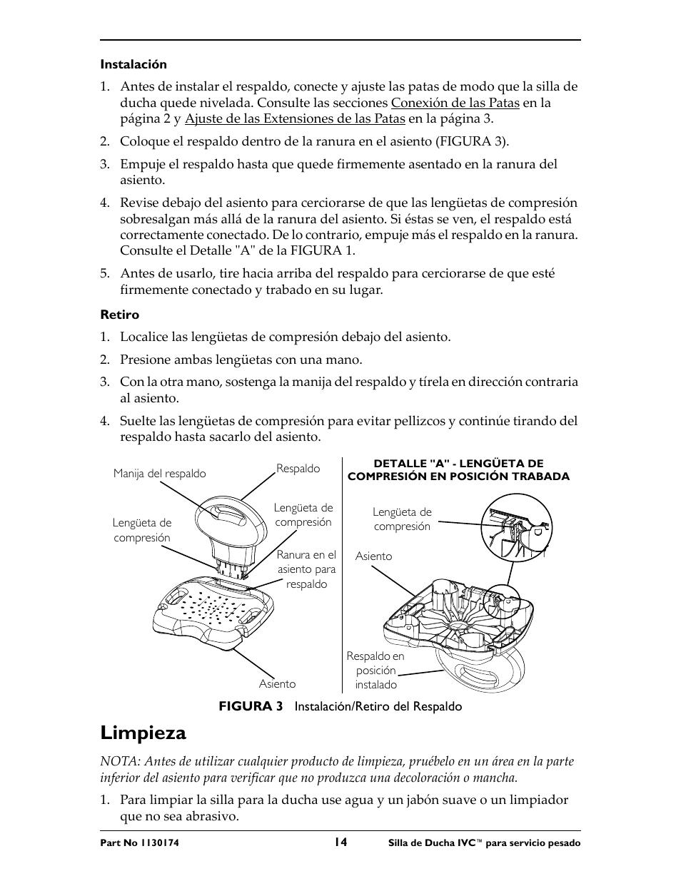 Limpieza | Invacare 9780E User Manual | Page 14 / 28