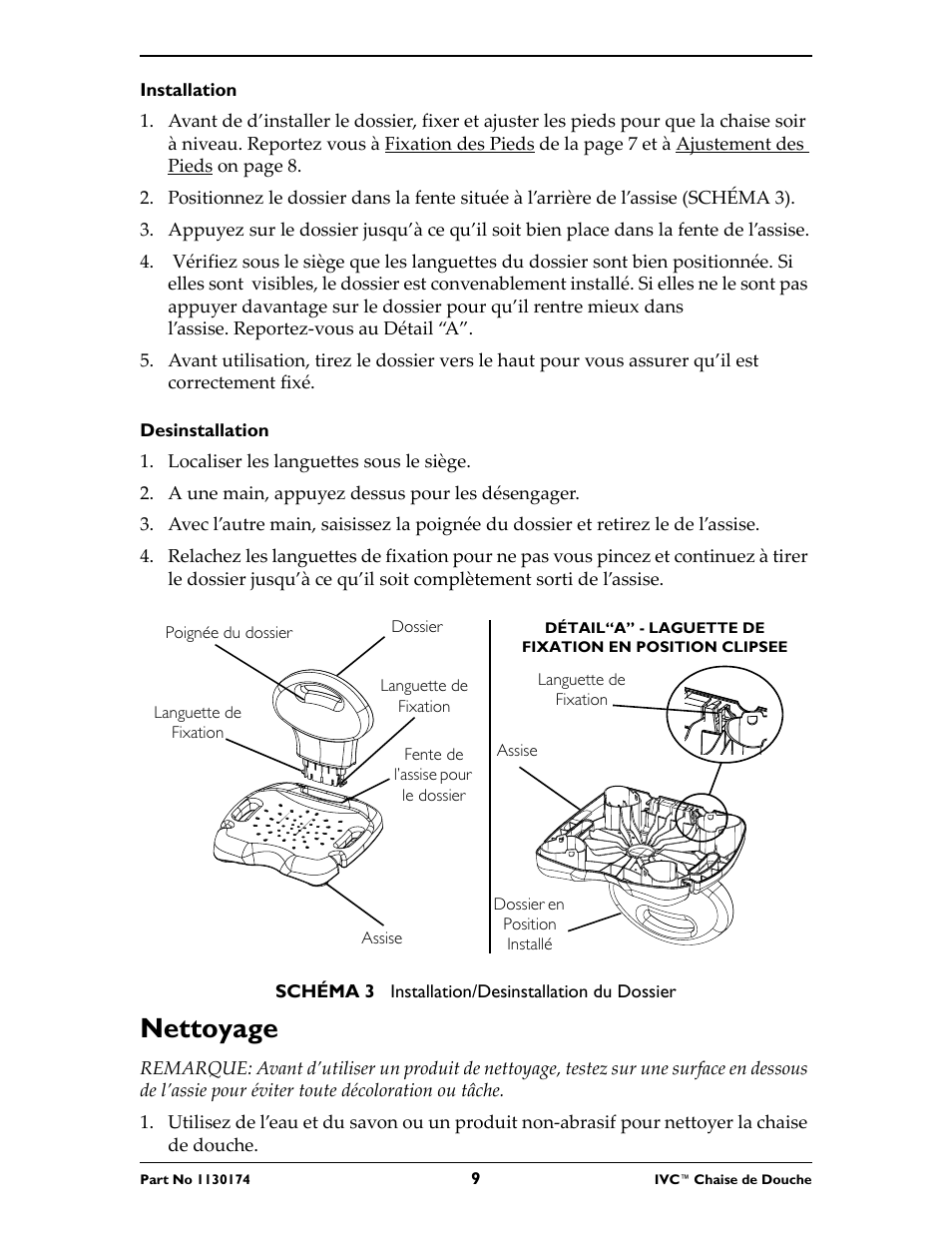 Nettoyage, Ez-vous au schéma 3 | Invacare 9780E User Manual | Page 9 / 28