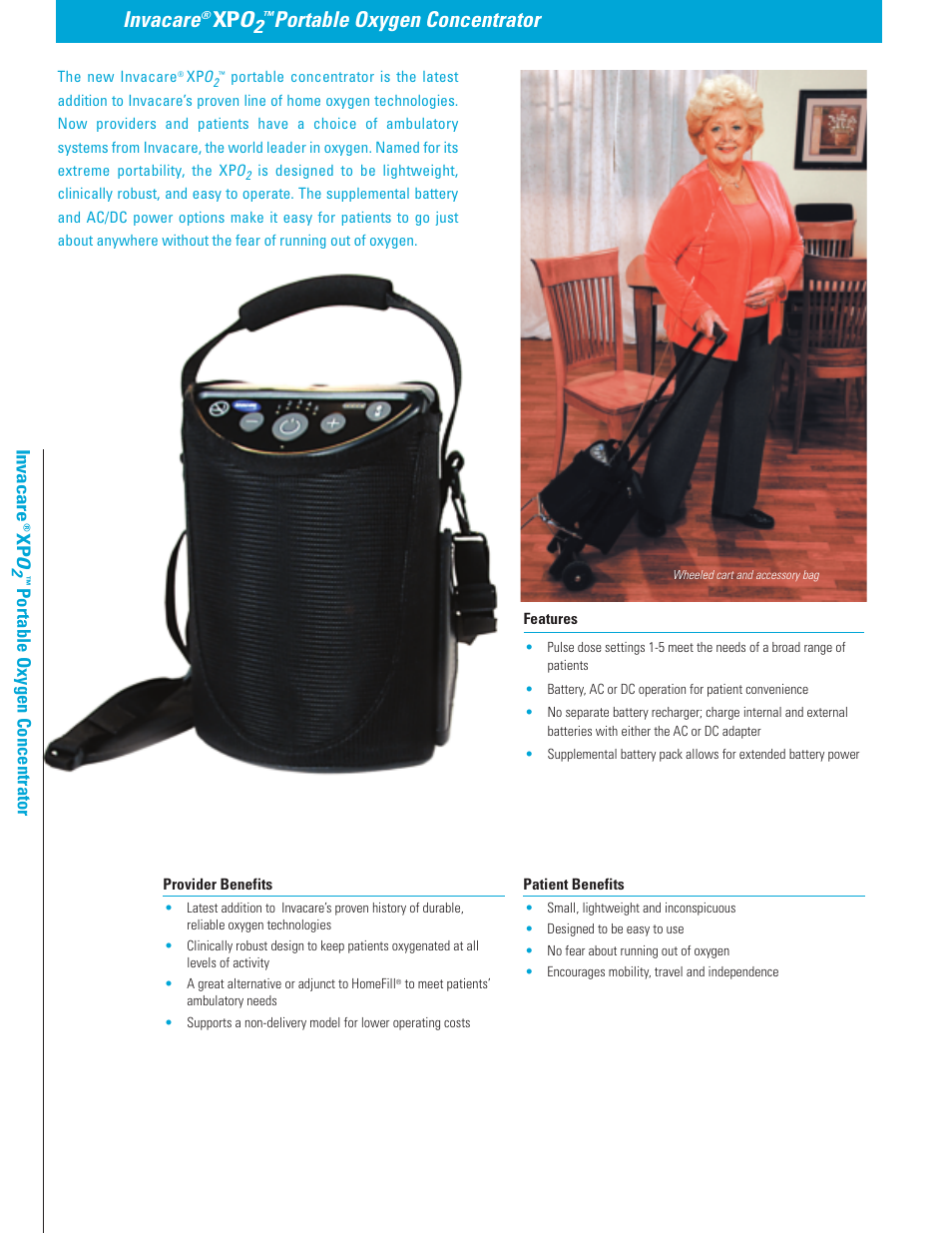 Invacare, Portable oxygen concentrator | Invacare XPO2 User Manual | Page 2 / 4