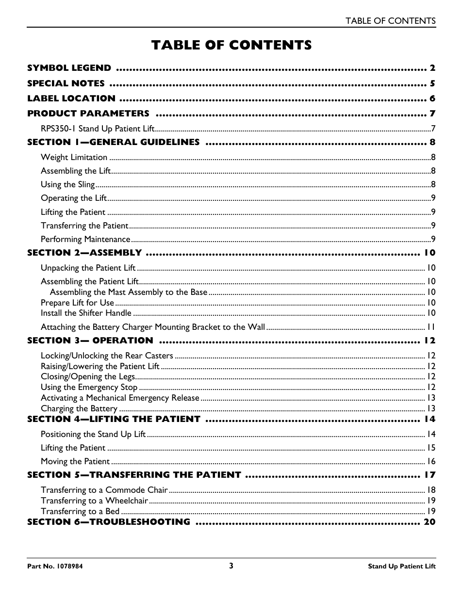 Invacare RPS350-1 User Manual | Page 3 / 24