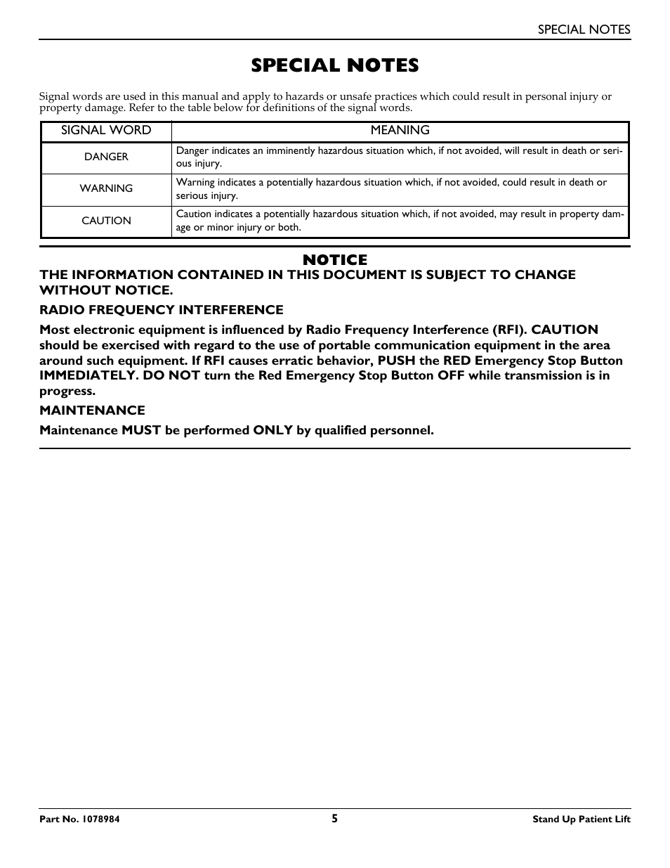 Special notes, Notice | Invacare RPS350-1 User Manual | Page 5 / 24