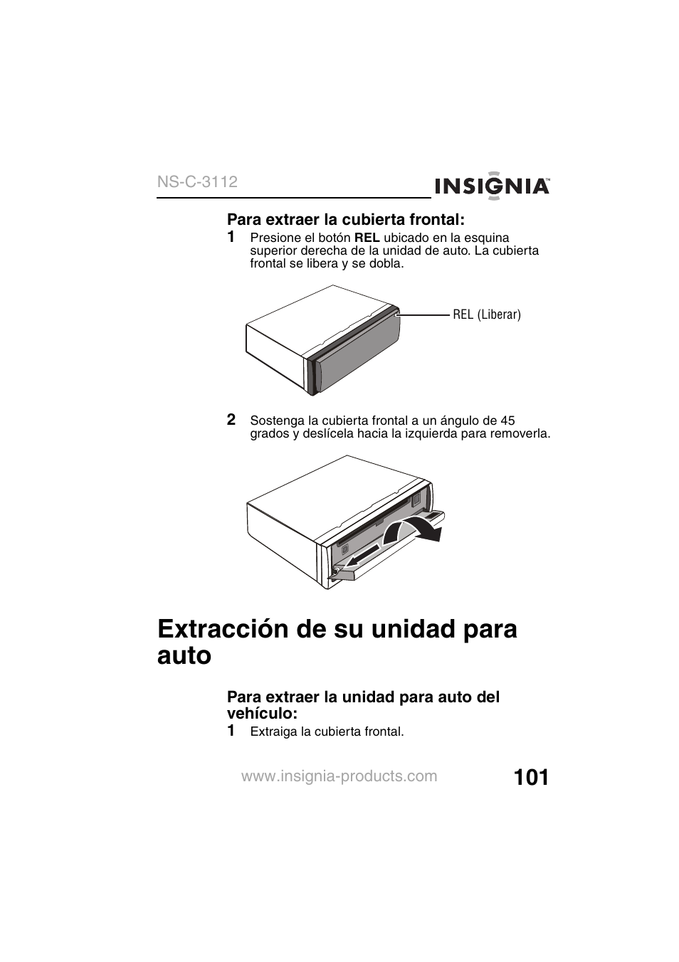 Extracción de su unidad para auto | Insignia NS-C3112 User Manual | Page 103 / 136