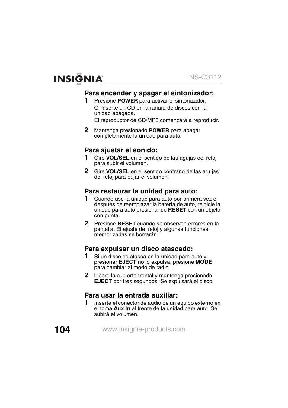 Insignia NS-C3112 User Manual | Page 106 / 136