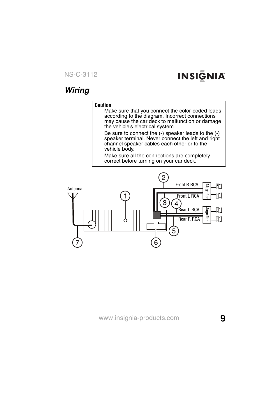 Wiring, Ns-c-3112 | Insignia NS-C3112 User Manual | Page 11 / 136