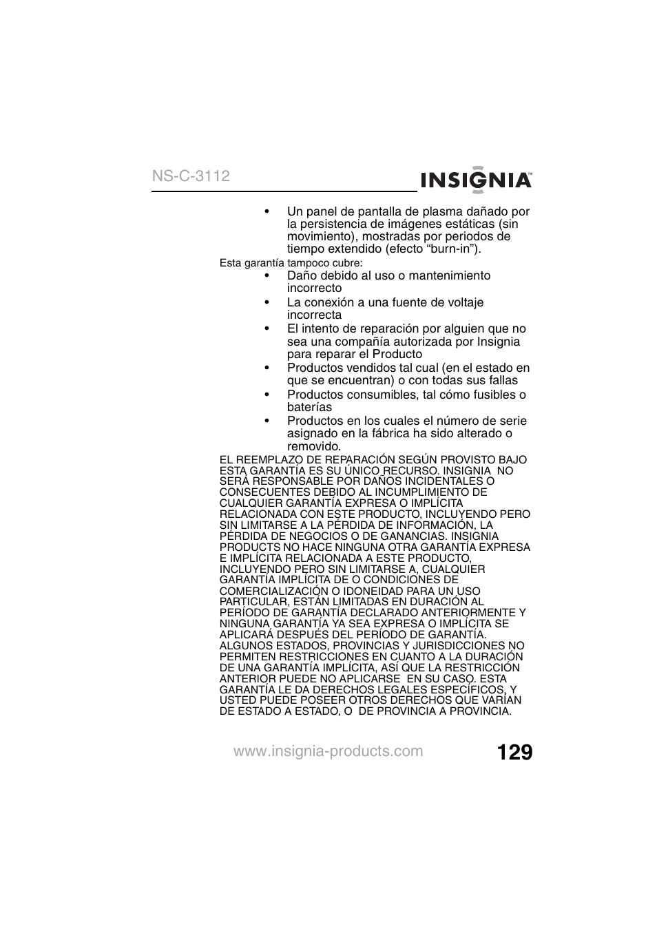 Ns-c-3112 | Insignia NS-C3112 User Manual | Page 131 / 136