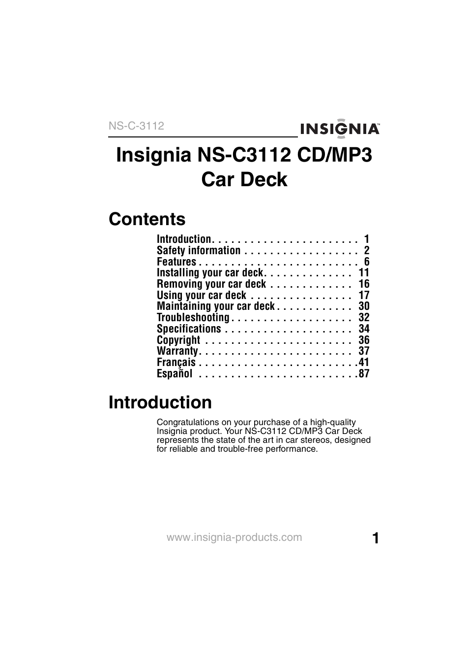 Insignia NS-C3112 User Manual | Page 3 / 136