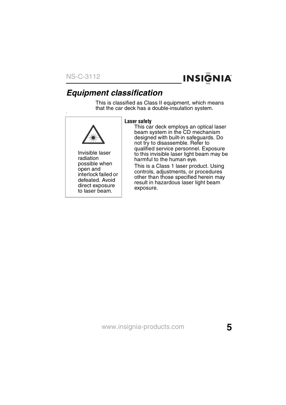 Equipment classification | Insignia NS-C3112 User Manual | Page 7 / 136