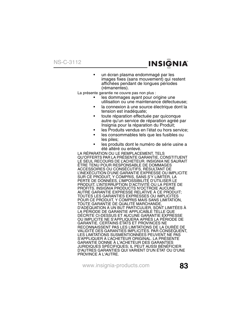 Ns-c-3112 | Insignia NS-C3112 User Manual | Page 85 / 136