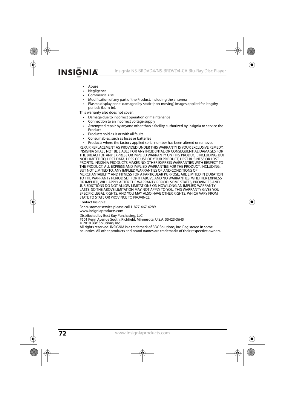 Insignia NS-BRDVD4-CA User Manual | Page 72 / 73