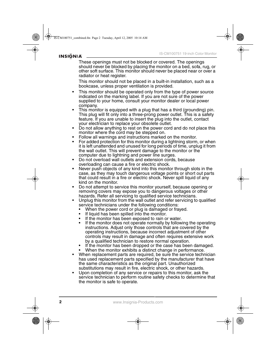 Insignia IS-CM100751 User Manual | Page 4 / 40