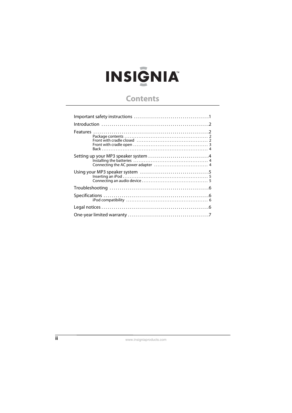Insignia NS-IPSD2 User Manual | Page 2 / 10