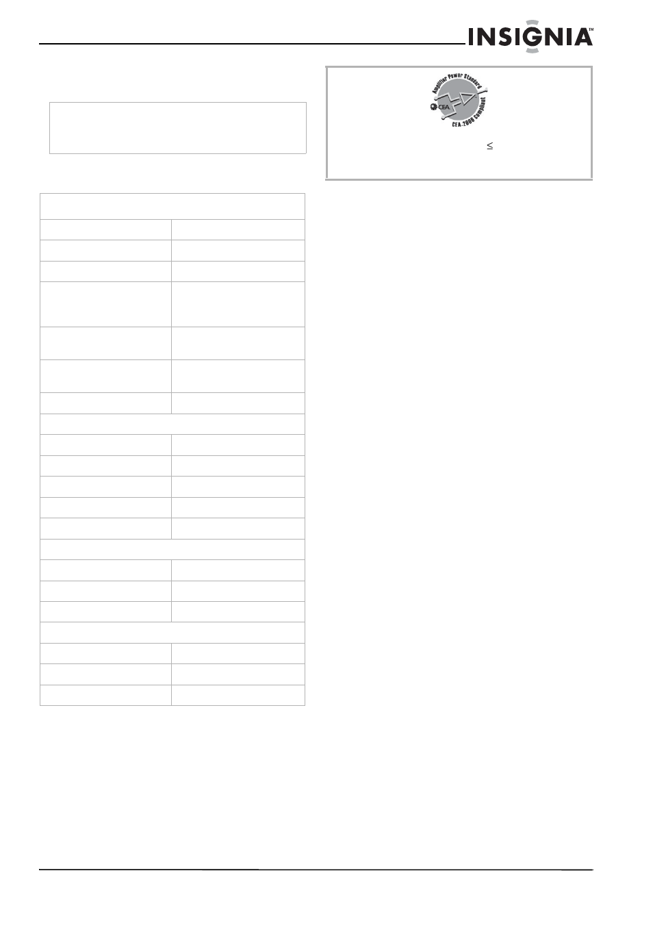 Specifications, Legal notices, Specifications legal notices | Insignia NS-C4113 User Manual | Page 13 / 16