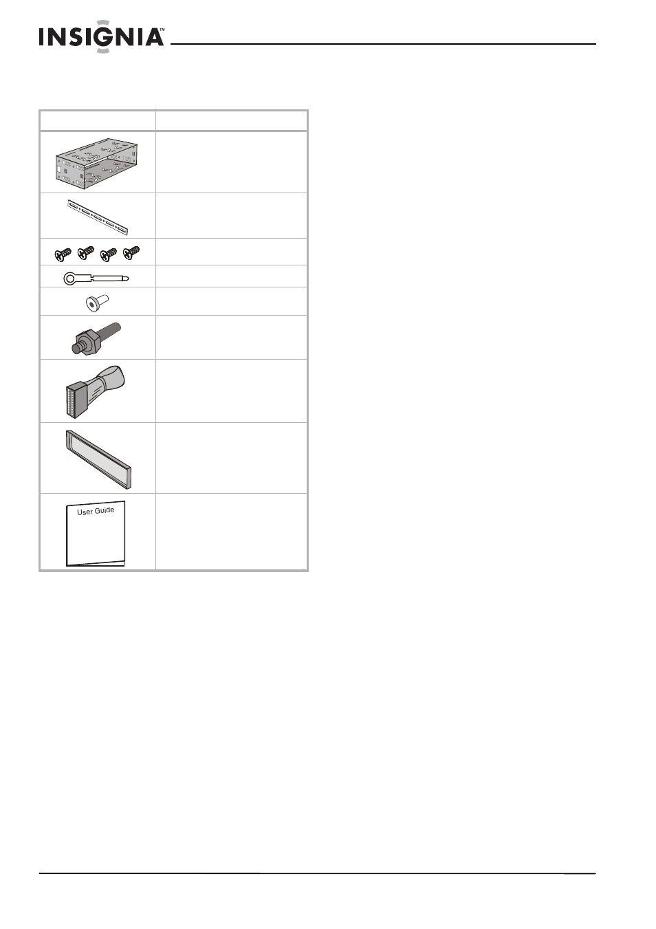 Features, Parts list | Insignia NS-C4113 User Manual | Page 4 / 16