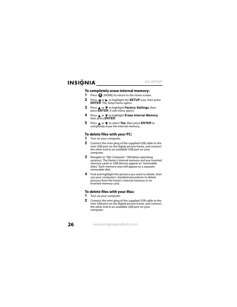 Insignia NS-DPF8IP User Manual | Page 26 / 56
