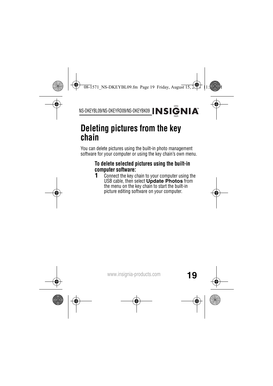Deleting pictures from the key chain | Insignia NS-DKEYBL09 User Manual | Page 21 / 36