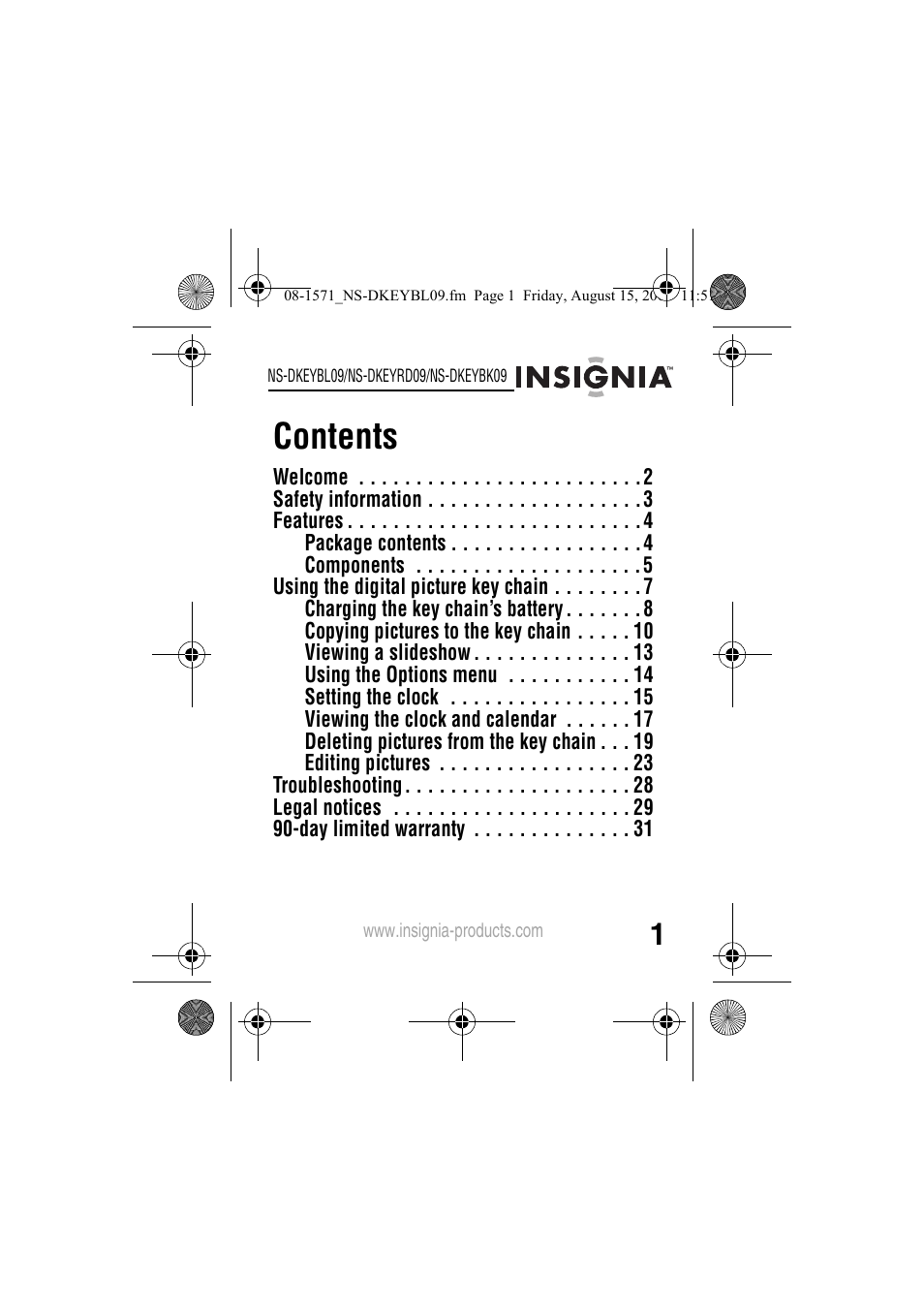 Insignia NS-DKEYBL09 User Manual | Page 3 / 36