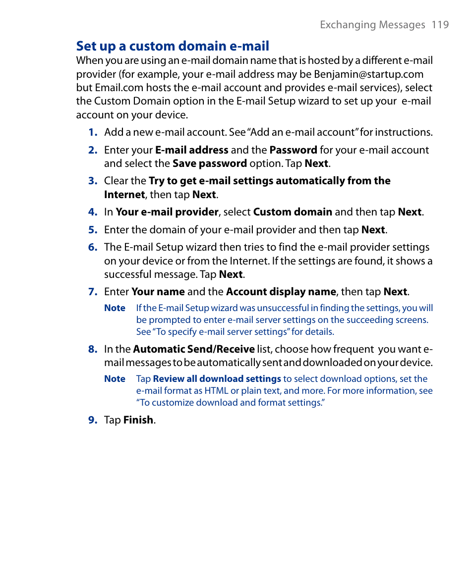 Set up a custom domain e-mail | Insignia X7510 User Manual | Page 119 / 241