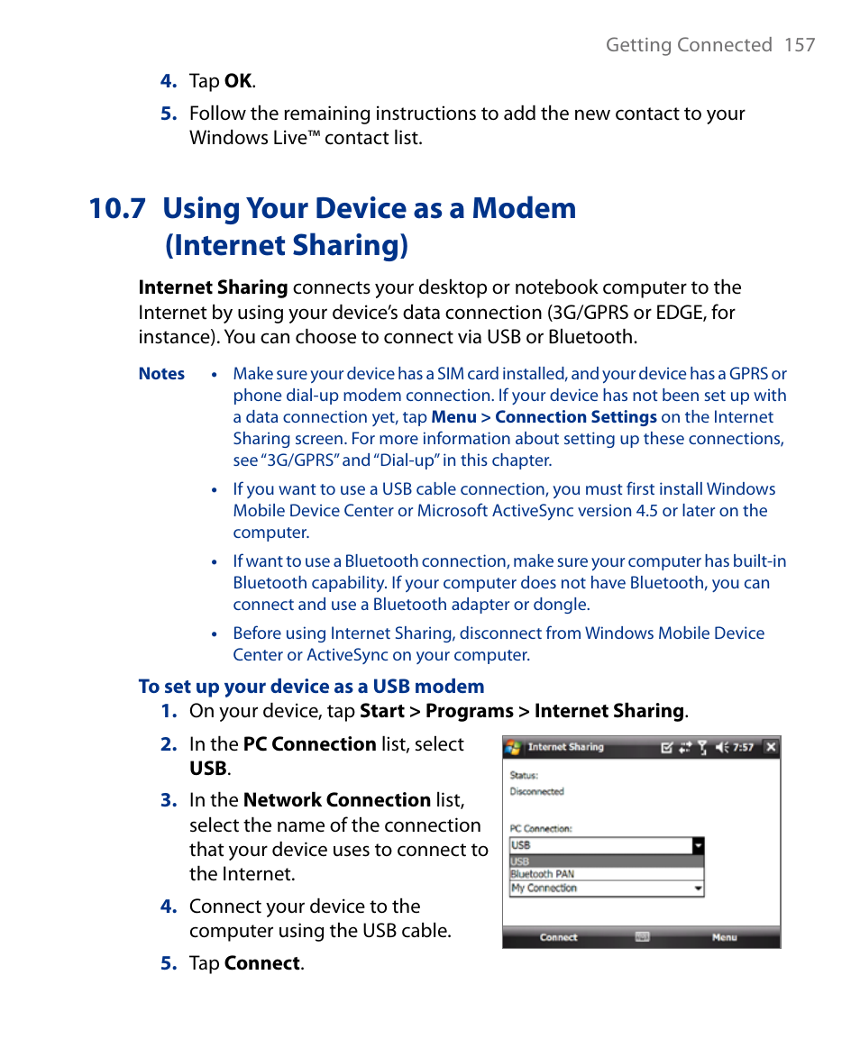 7 using your device as a modem (internet sharing), 7 using your device as a modem, Internet sharing) | Insignia X7510 User Manual | Page 157 / 241