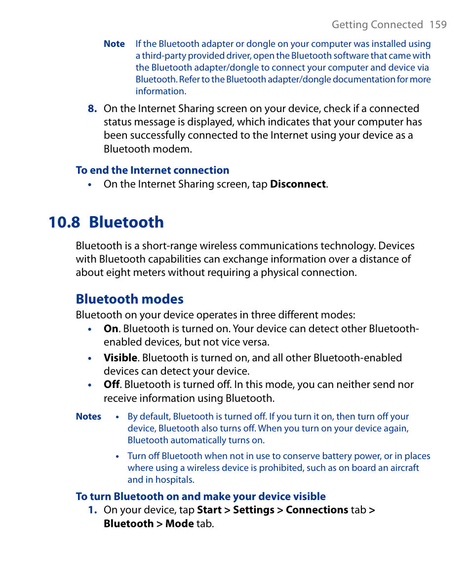 8 bluetooth, Bluetooth modes | Insignia X7510 User Manual | Page 159 / 241