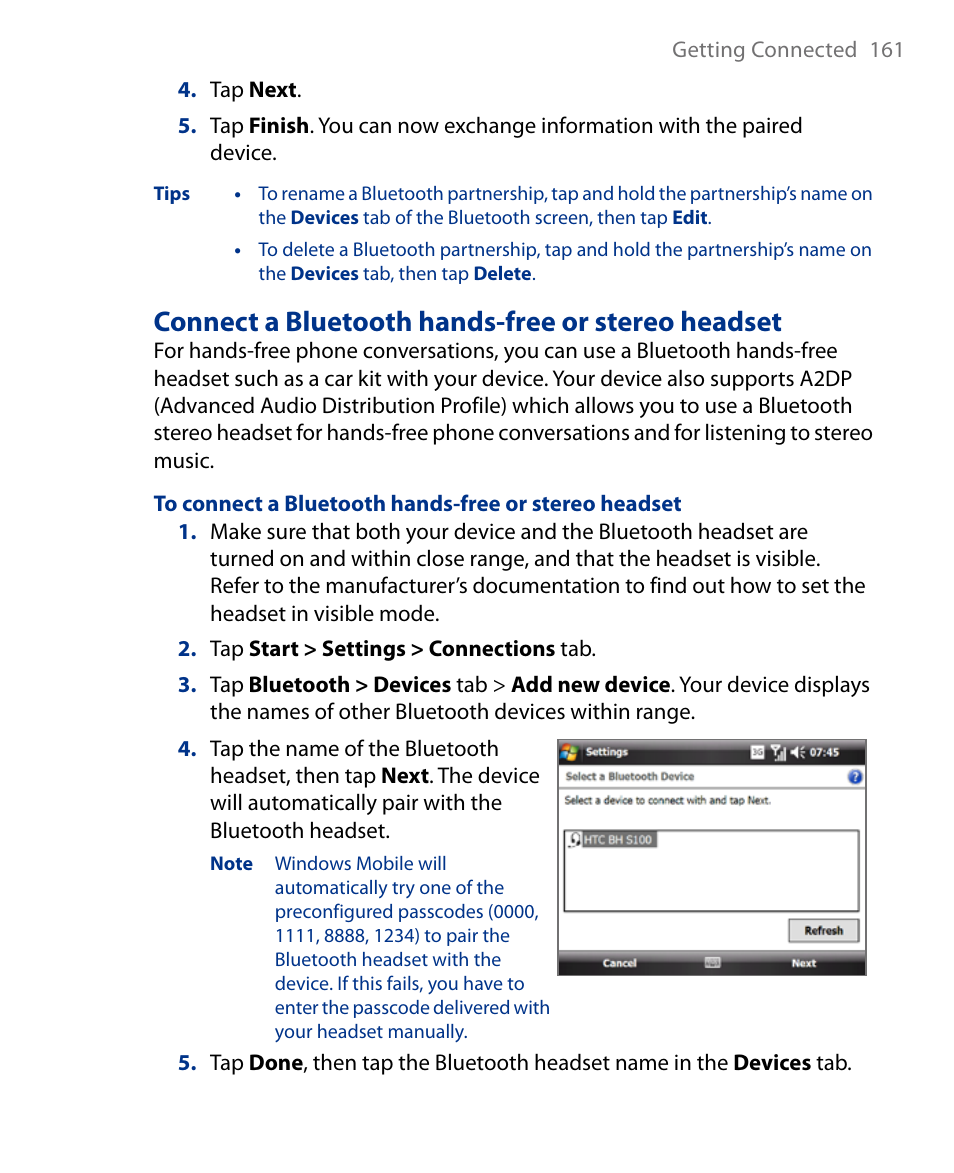 Connect a bluetooth hands-free or stereo headset | Insignia X7510 User Manual | Page 161 / 241