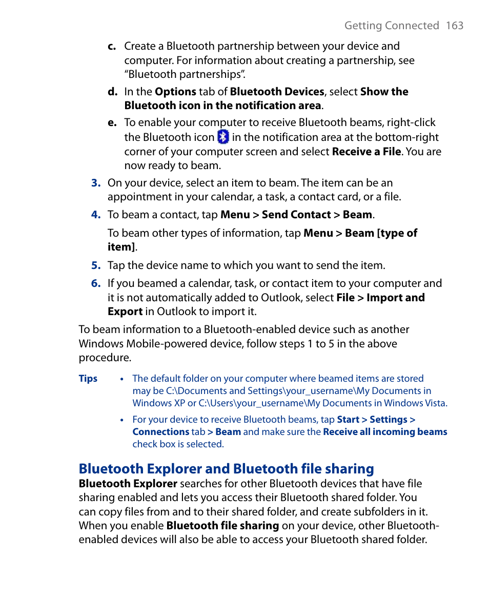 Bluetooth explorer and bluetooth file sharing | Insignia X7510 User Manual | Page 163 / 241