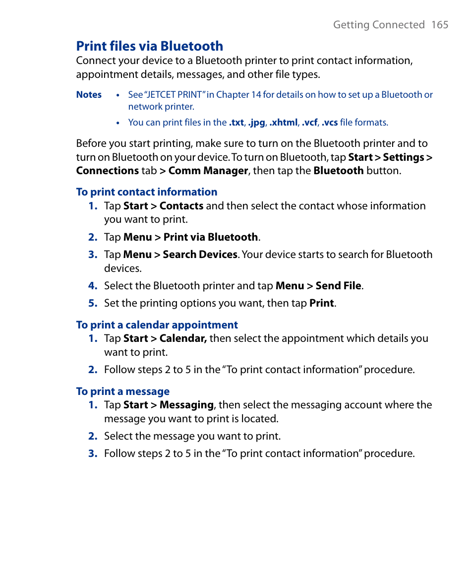 Print files via bluetooth | Insignia X7510 User Manual | Page 165 / 241