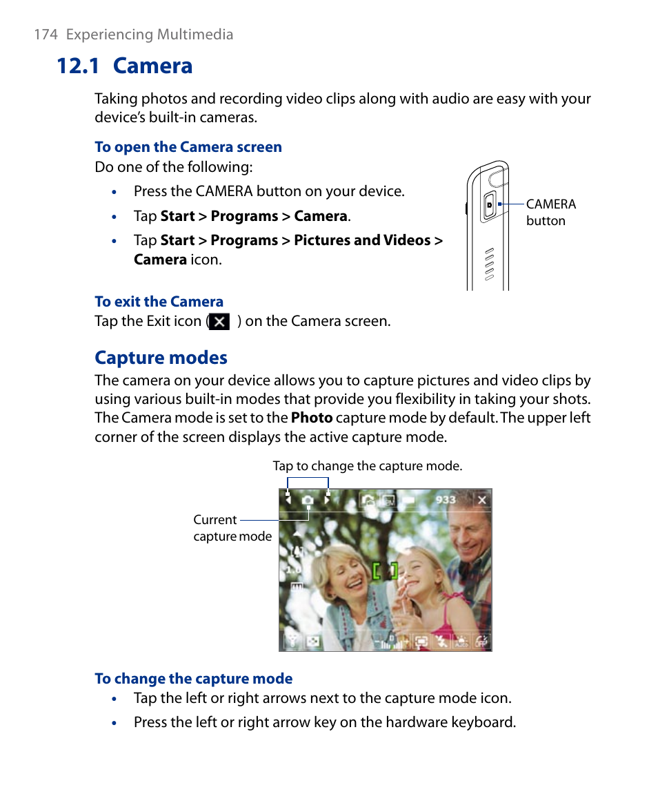 1 camera, Capture modes | Insignia X7510 User Manual | Page 174 / 241