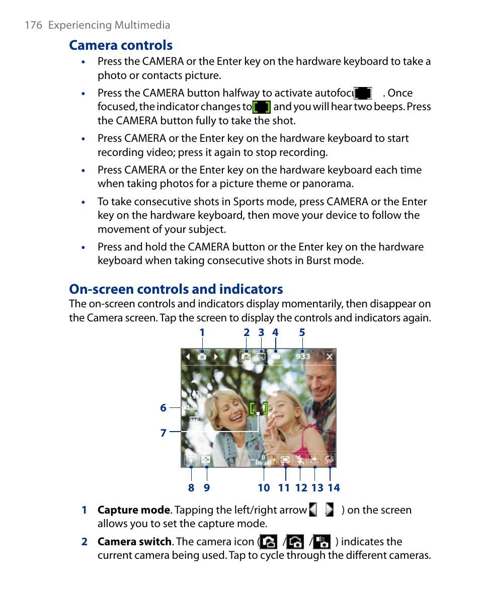 Camera controls, On-screen controls and indicators | Insignia X7510 User Manual | Page 176 / 241