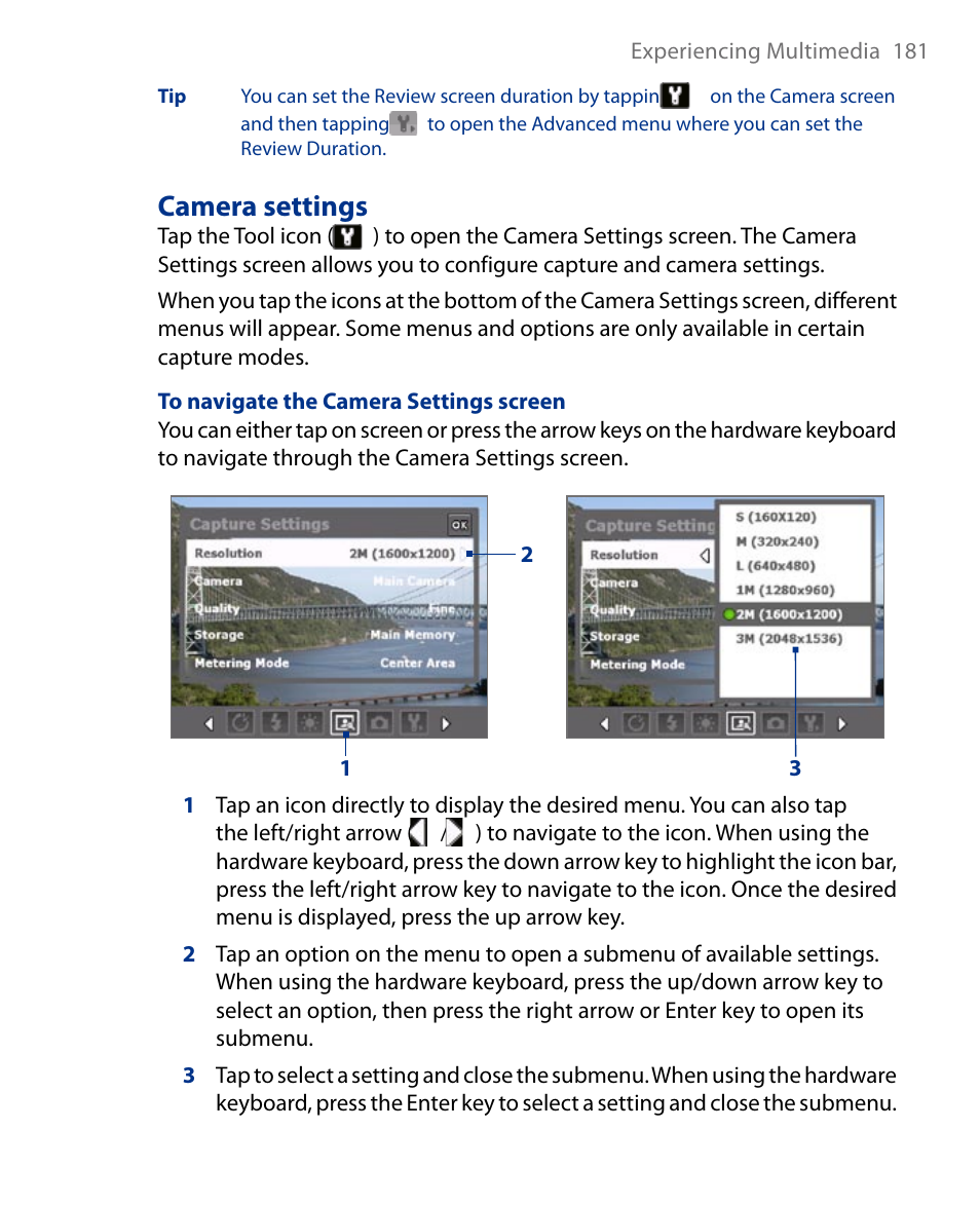 Camera settings | Insignia X7510 User Manual | Page 181 / 241