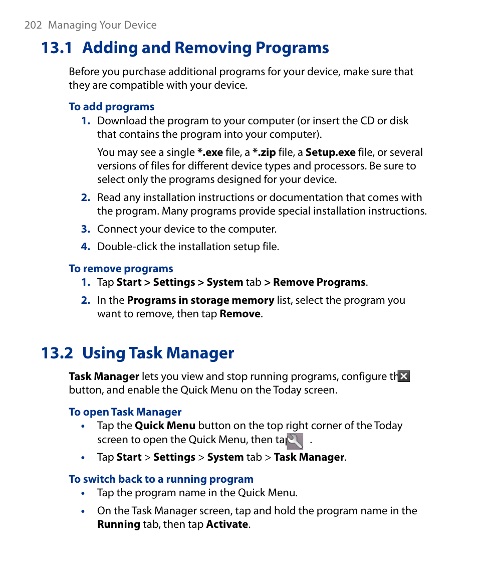 1 adding and removing programs, 2 using task manager | Insignia X7510 User Manual | Page 202 / 241