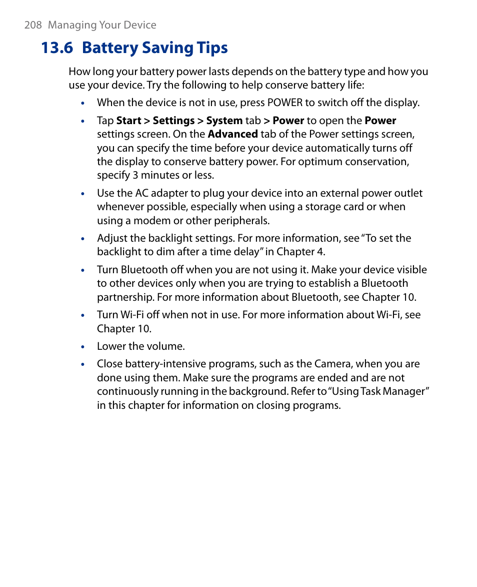 6 battery saving tips | Insignia X7510 User Manual | Page 208 / 241