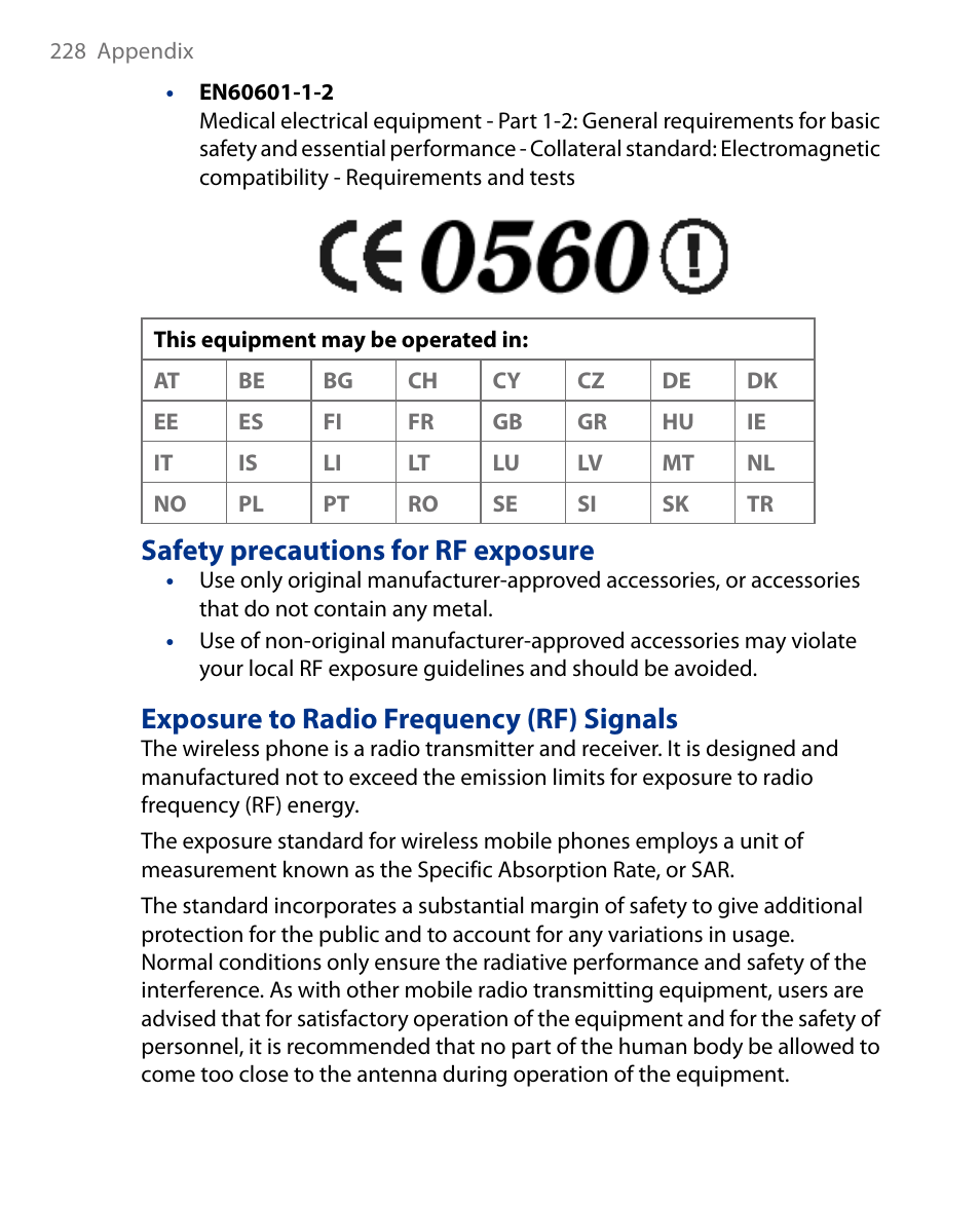 Safety precautions for rf exposure, Exposure to radio frequency (rf) signals | Insignia X7510 User Manual | Page 228 / 241