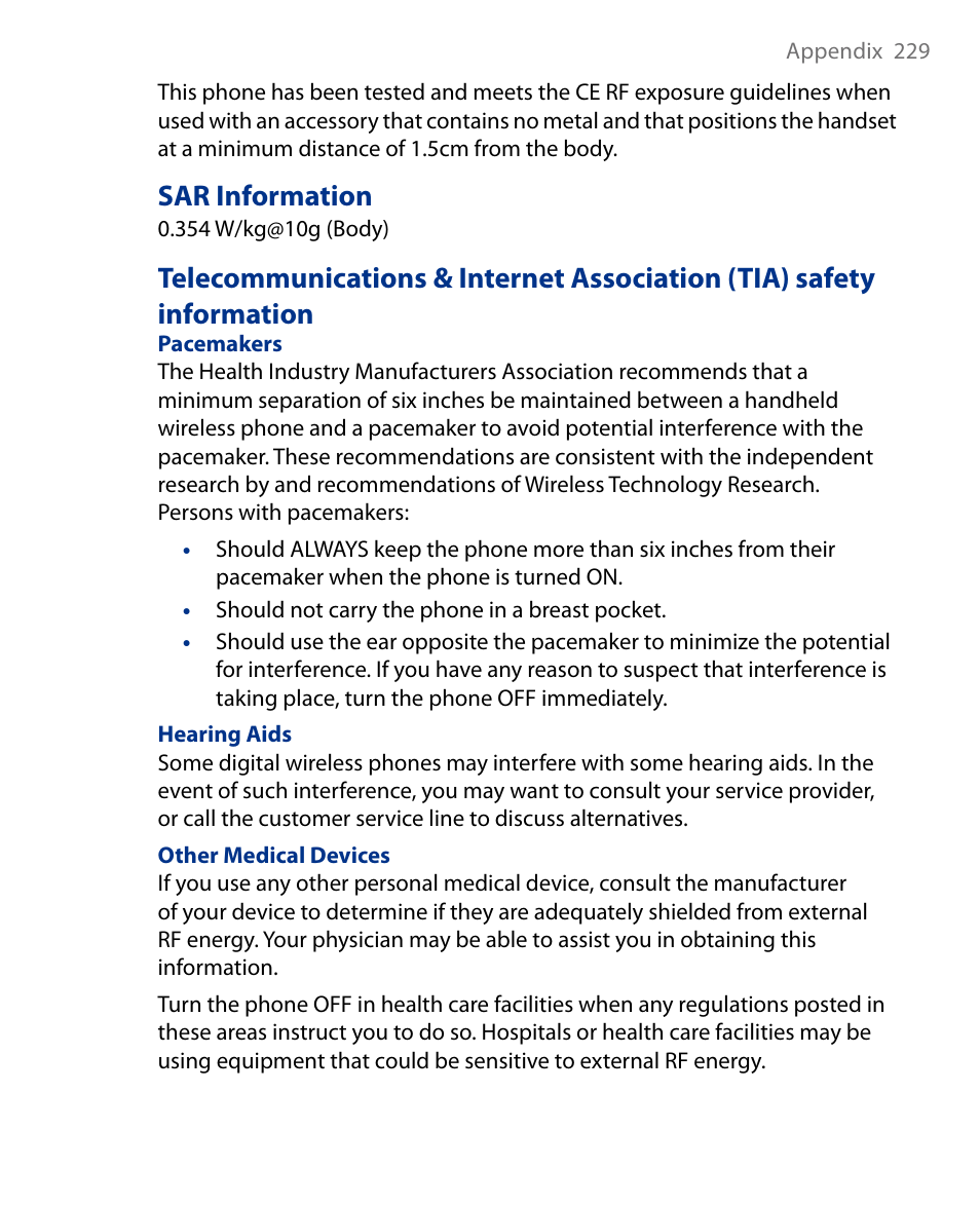 Sar information | Insignia X7510 User Manual | Page 229 / 241