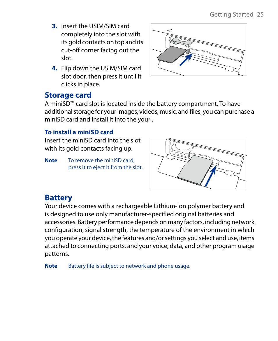 Storage card, Battery | Insignia X7510 User Manual | Page 25 / 241