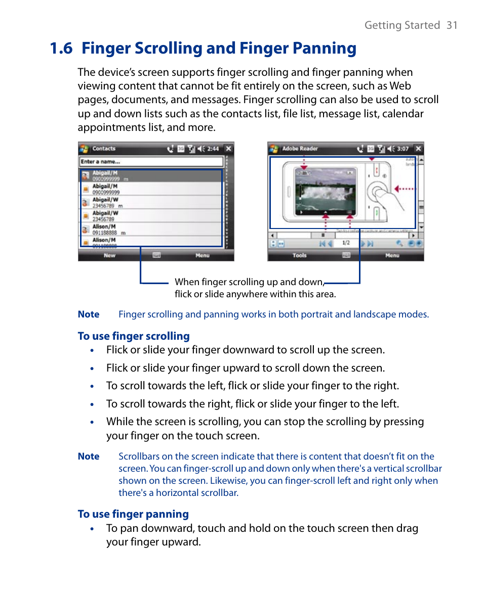 6 finger scrolling and finger panning | Insignia X7510 User Manual | Page 31 / 241