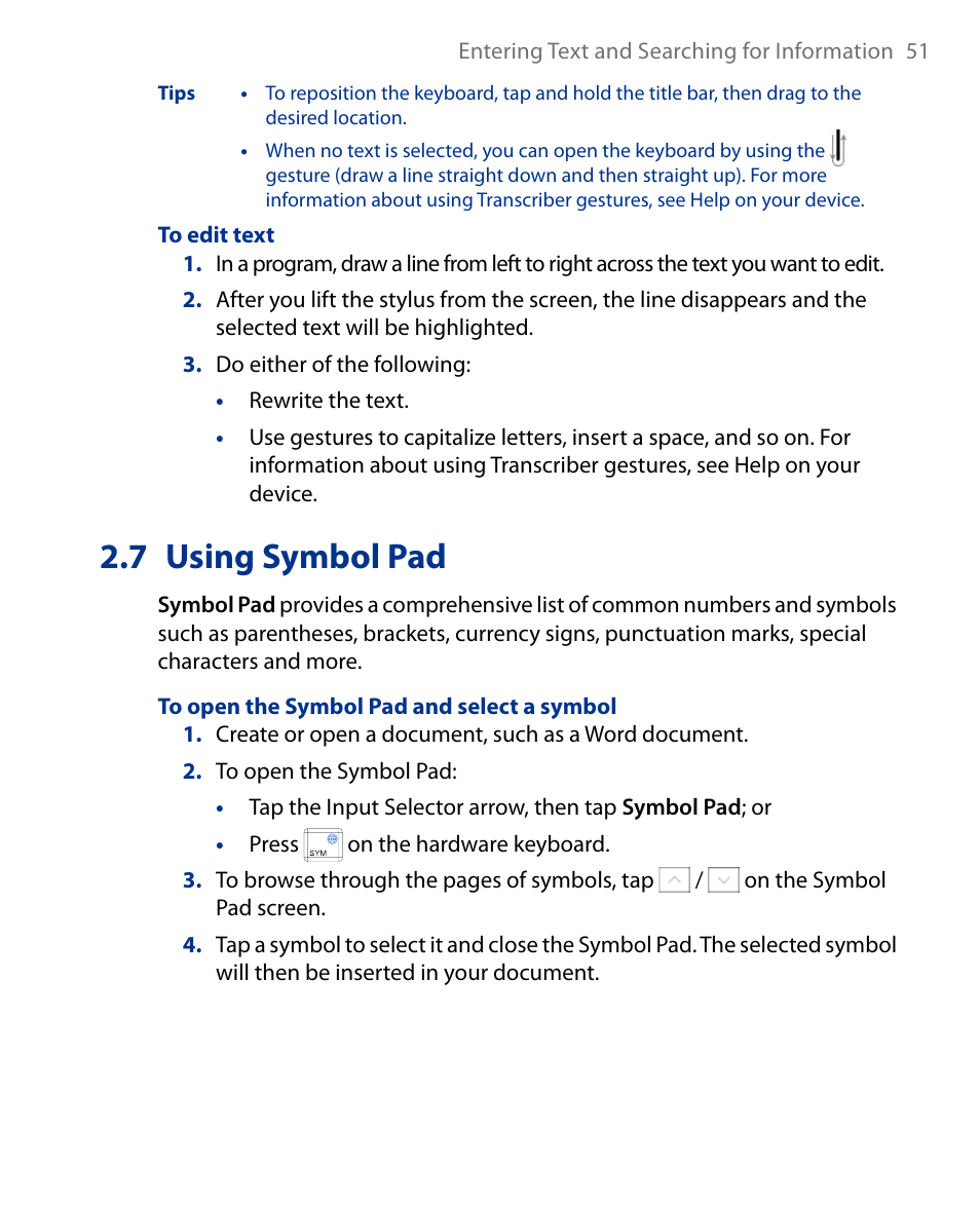 7 using symbol pad | Insignia X7510 User Manual | Page 51 / 241