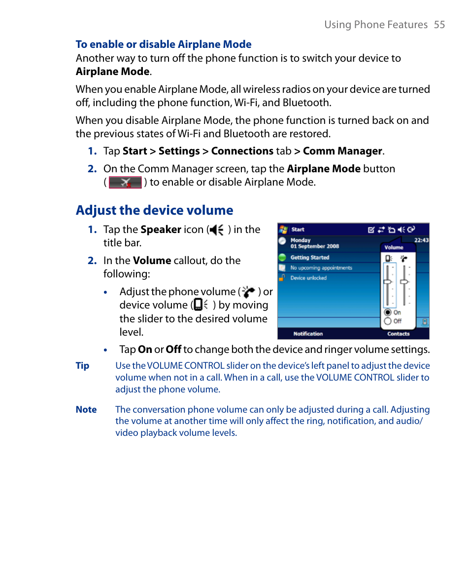 Adjust the device volume | Insignia X7510 User Manual | Page 55 / 241