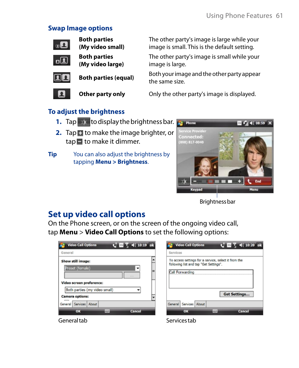 Set up video call options | Insignia X7510 User Manual | Page 61 / 241