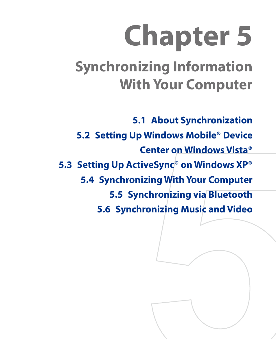 Chapter 5, Synchronizing information with your computer | Insignia X7510 User Manual | Page 81 / 241